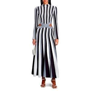 Acler Aspen Striped Long Sleeve Cut Out midi sweater Dress Size 10 NWT $395